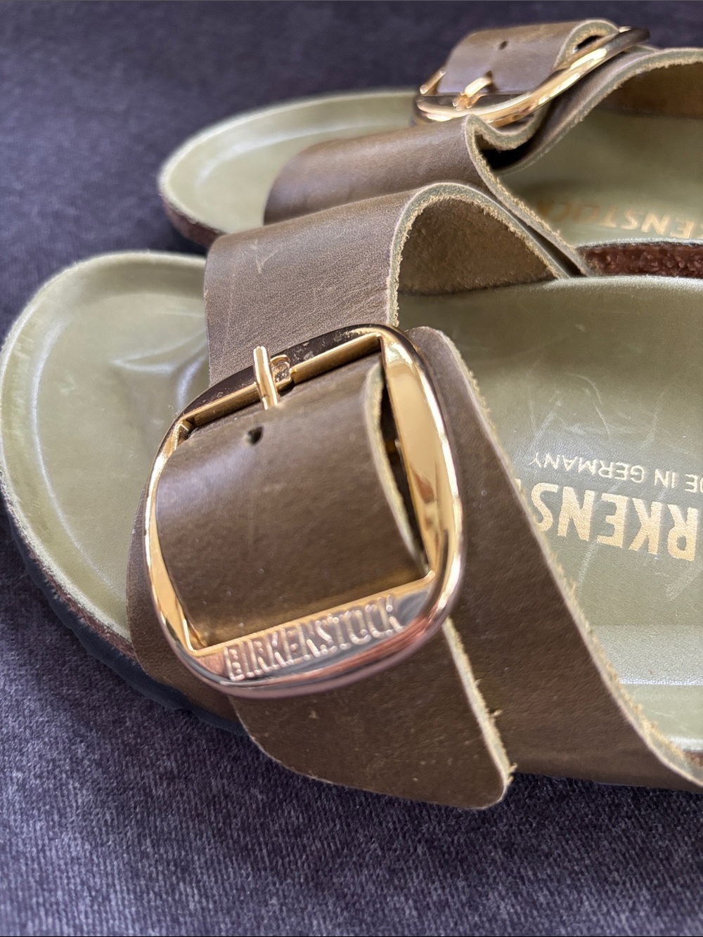 Birkenstock Madrid Big Buckle Mud Green Leather Slide Sandal 37 Narrow US 6 6.5 - Picture 12 of 13